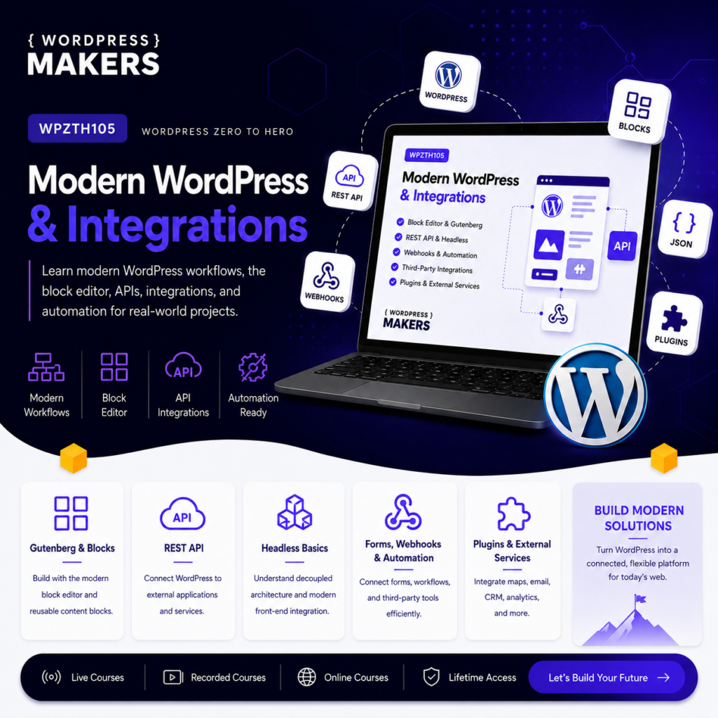 WPZTH105: WordPress Zero to Hero - Modern WordPress & Integrations