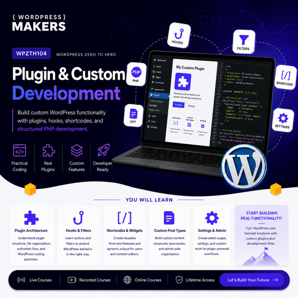 WPZTH104: WordPress Zero to Hero - Plugin & Custom Development
